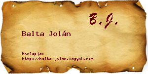 Balta Jolán névjegykártya